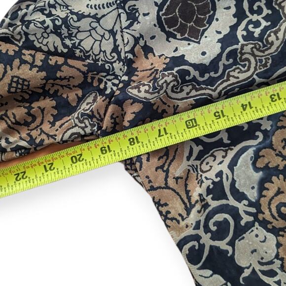 90's Stretch Mesh V-Neck Top ~ Eclectic Victorian Scrollwork Collage - Picture 6 of 8